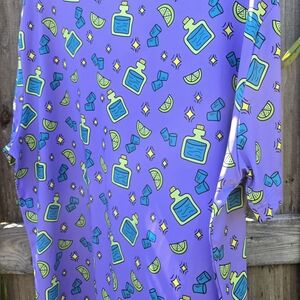 Vibrant Purple Patron Lime Print Golf Shirt Size XL